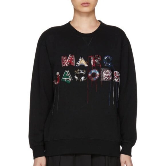 MARC JACOBS Black Lux Embellished Sweatshirt XS - Picture 1 of 10